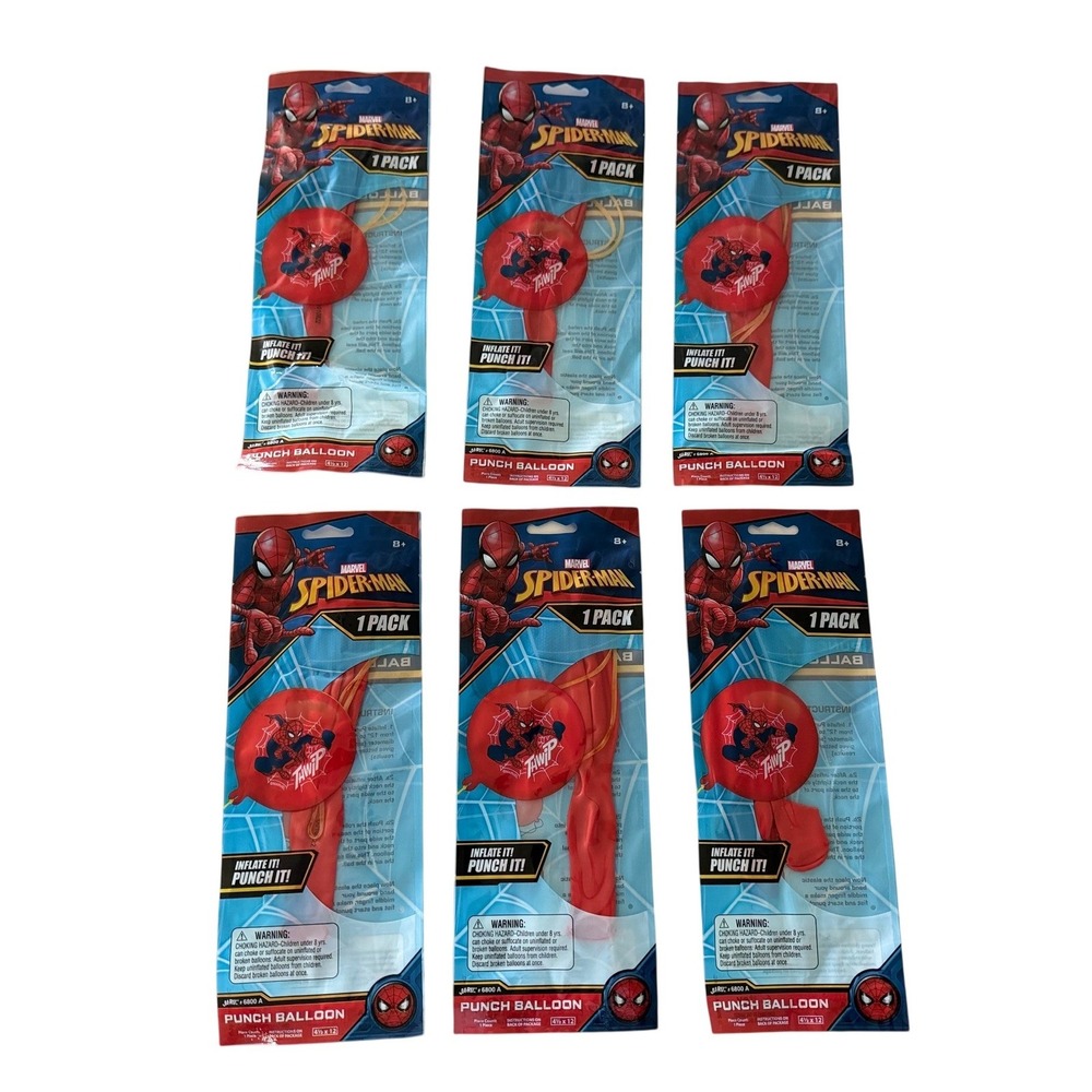 LOT of 6 Marvel Spider-Man Punch Balloon Red Ja-Ru 6800 A Party Favors New NIP